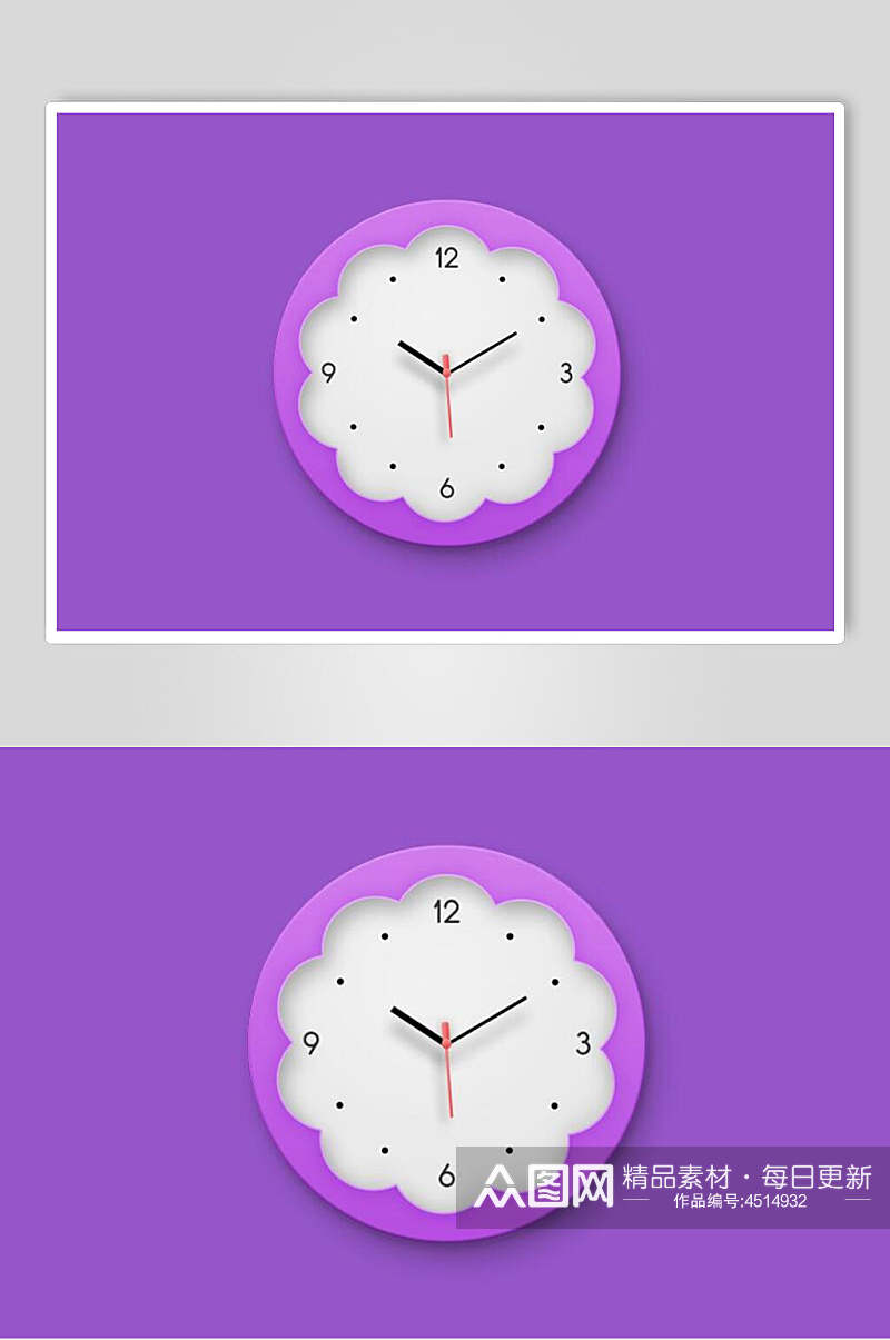紫色时钟圆形清新APP写实图标素材素材