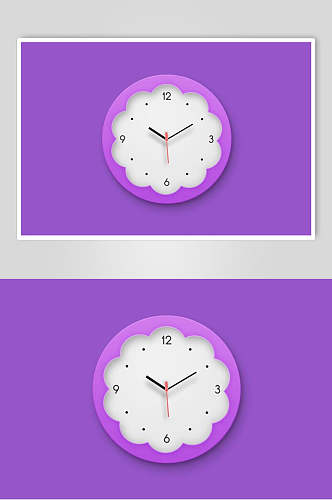 紫色时钟圆形清新APP写实图标素材