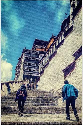 楼梯人布达拉宫西藏风景图片