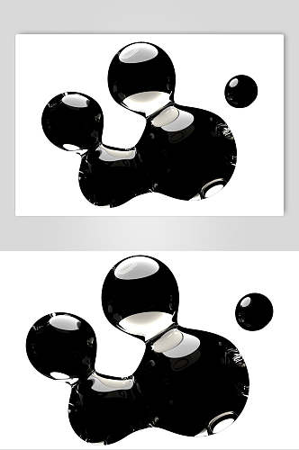 圆形黑色创意水滴透明气泡素材