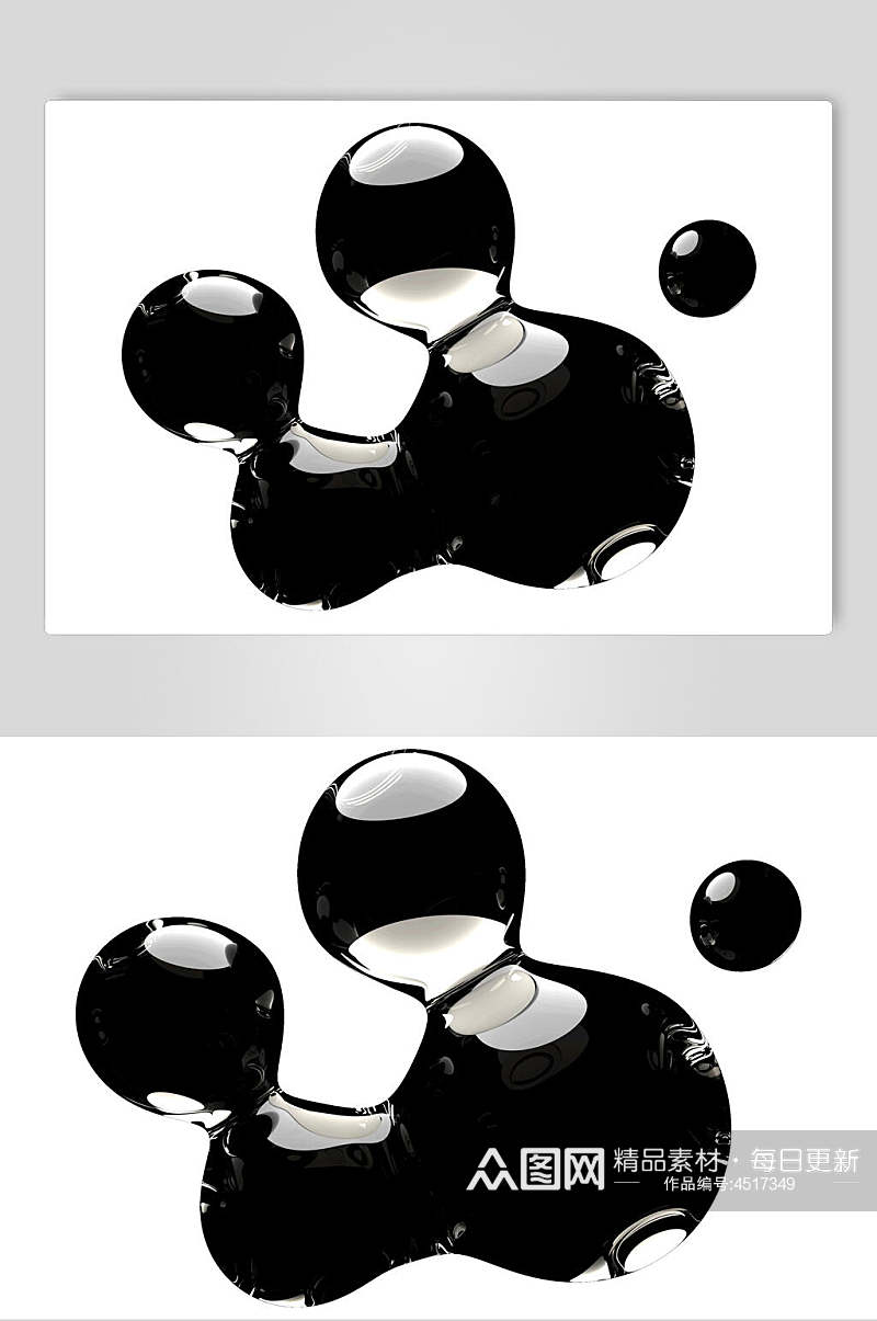 圆形黑色创意水滴透明气泡素材素材