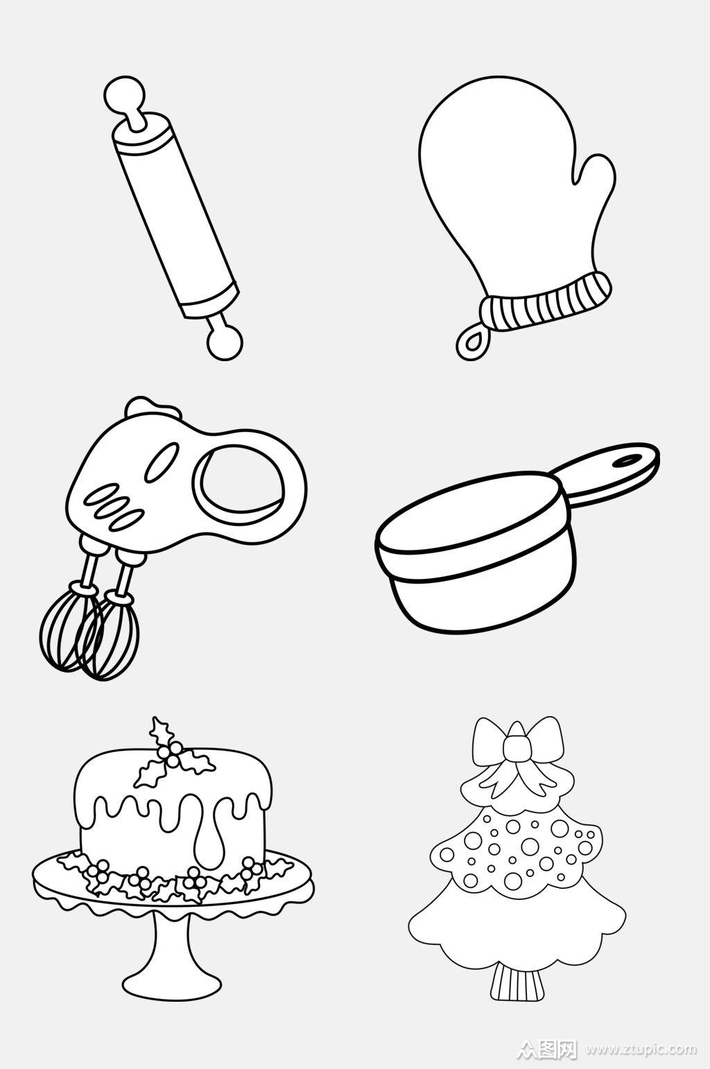 蛋糕树木黑色卡通简笔画免抠素材素材