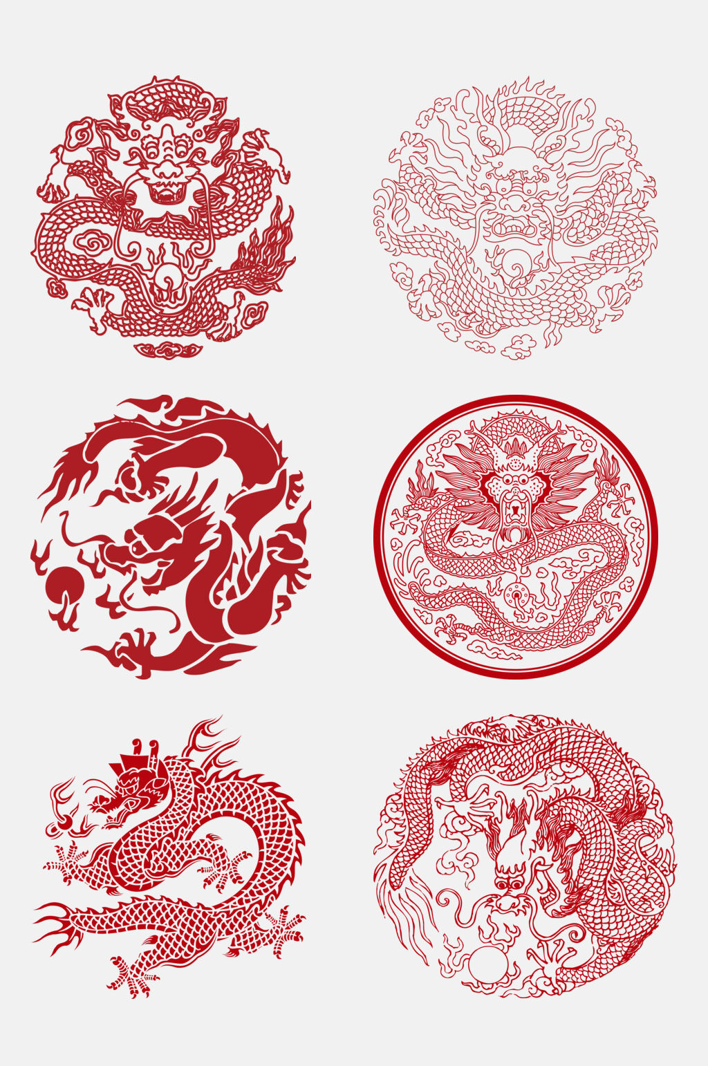 精美龙剪纸风图案免抠素材素材