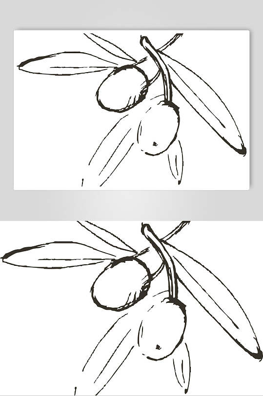 简易黑白线稿植物矢量素材