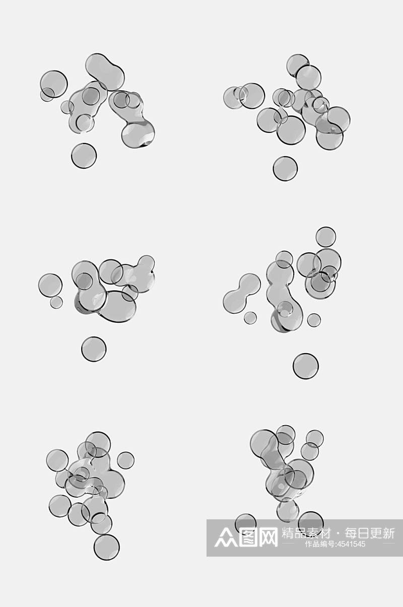 灰白背景透明气泡免抠素材素材