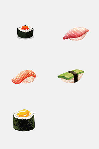 时尚手绘日本寿司免抠素材