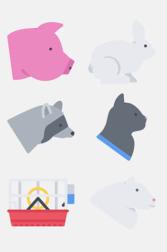 猪卡通动物图标免抠素材