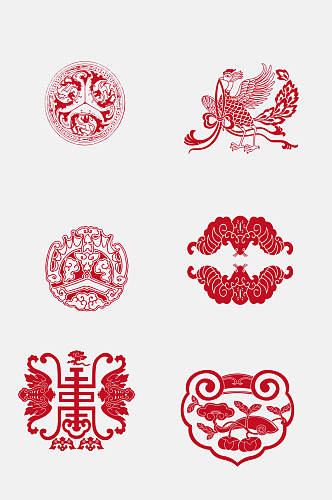简约中国风红色吉祥图案免抠素材
