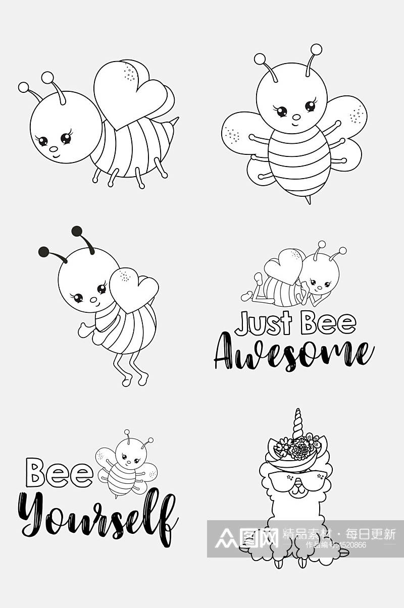 蜜蜂卡通简笔画动物免抠素材素材