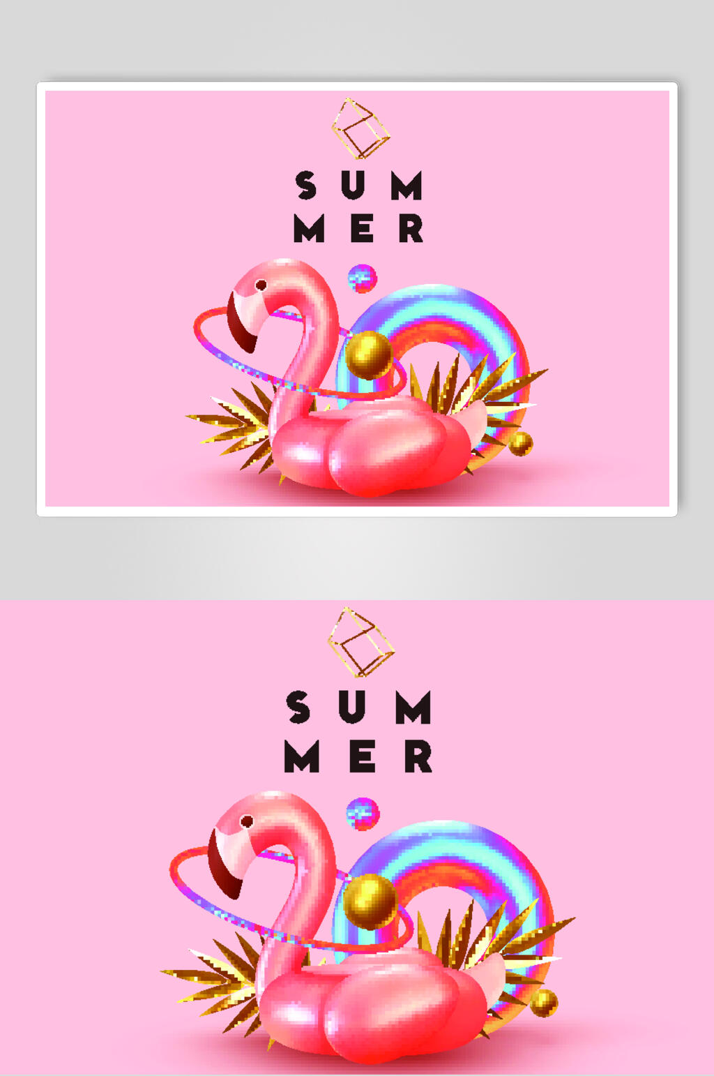 粉色叶子简约时尚D立体几何背景素材素材