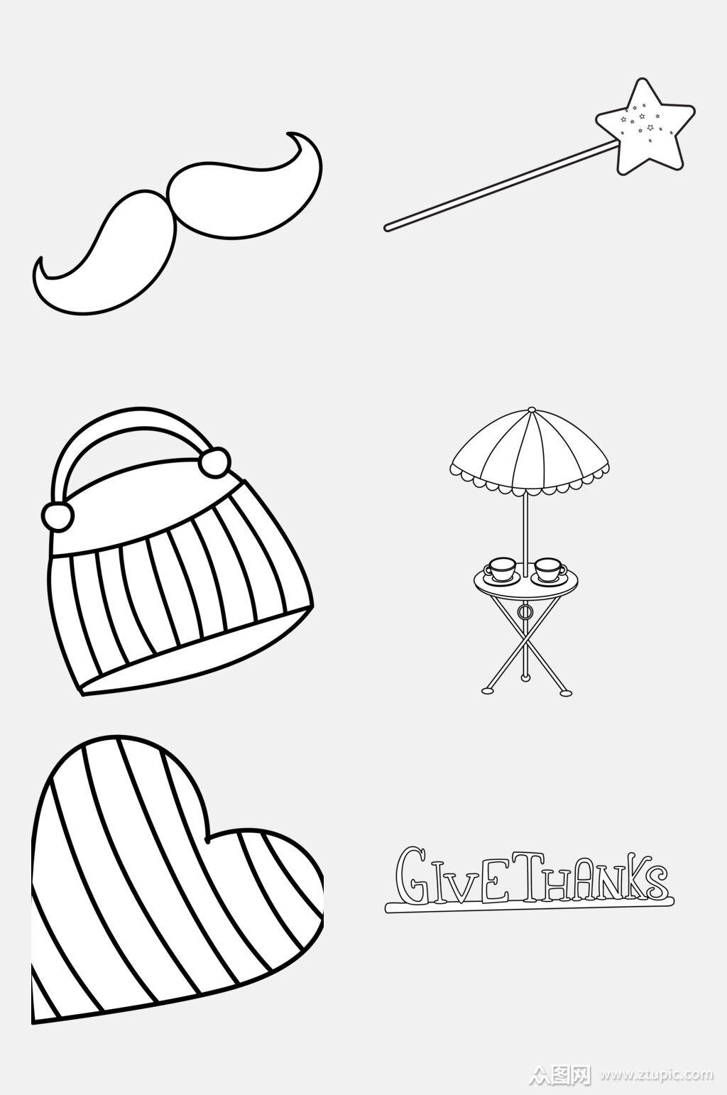 手提包卡通简笔画图形免抠素材