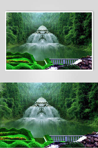 瀑布河流森林哥特风图片