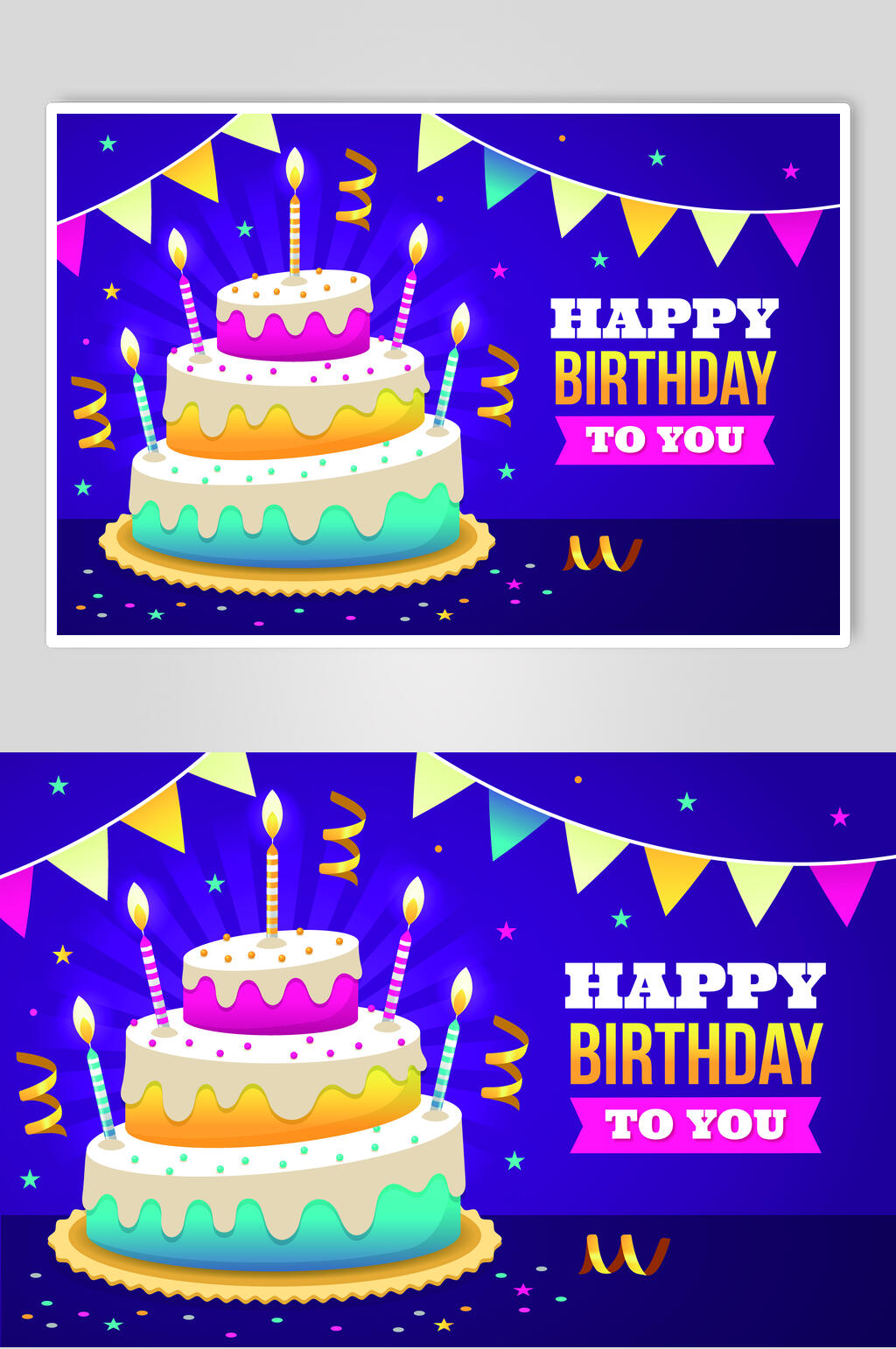 蛋糕英文彩色清新生日蛋糕矢量素材素材