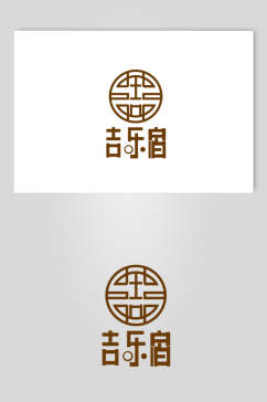 文字圆形线条褐LOGO设计矢量素材