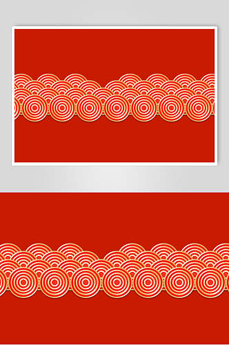 圆形红色简约手绘清新中式祥云素材