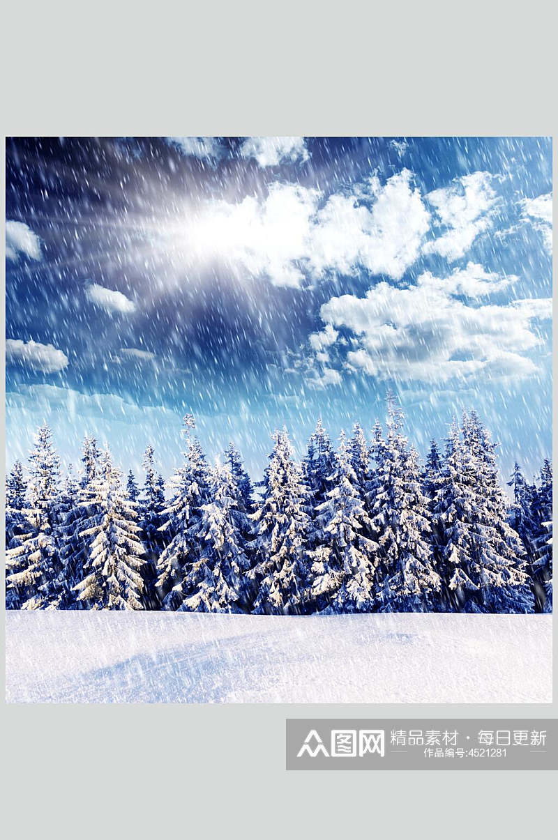 唯美日光冬季雪景自然风光图片素材
