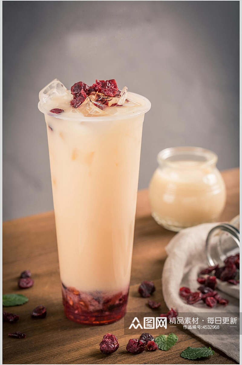 红豆奶茶竖版文艺背景饮品食品图片素材