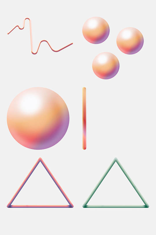 圆圈立体几何免抠素材