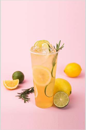 绿皮柠檬竖版文艺背景饮品图片