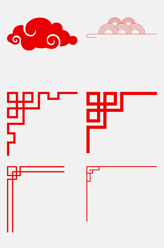祥云红色清新中式古风边框装饰元素