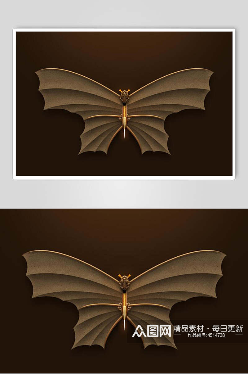 蝙蝠褐色渐变时尚APP写实图标素材素材
