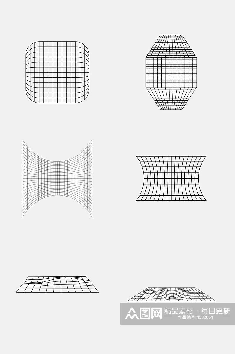 灰色方形格子线条网络免抠素材素材