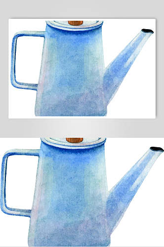 蓝色唯美清新手绘复古咖啡矢量素材