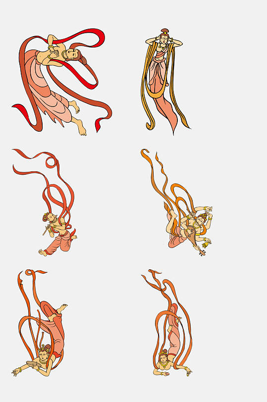 典雅敦煌飞天仕女免抠素材元素