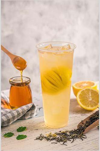 蜂蜜柠檬水竖版文艺背景饮品高清图片