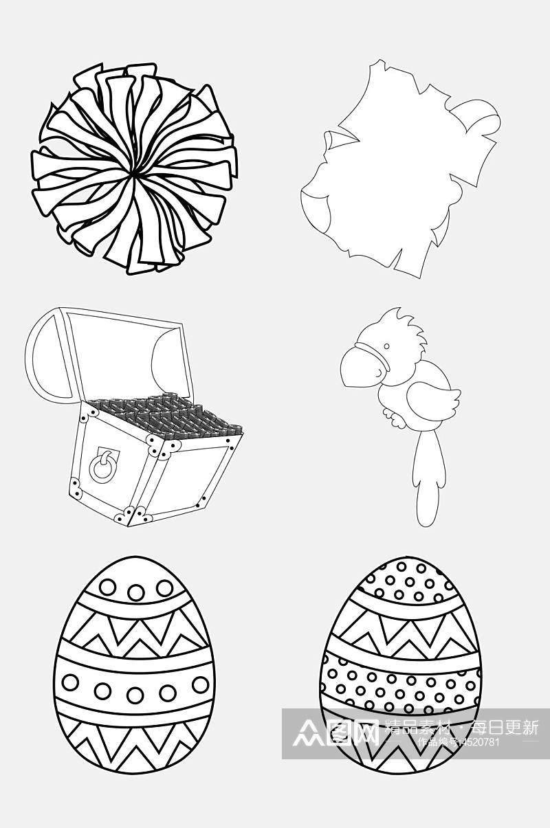 鸡蛋圆形黑卡通简笔画图形免抠素材素材