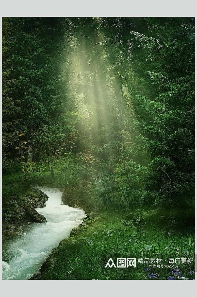 河流树林森林哥特风图片素材