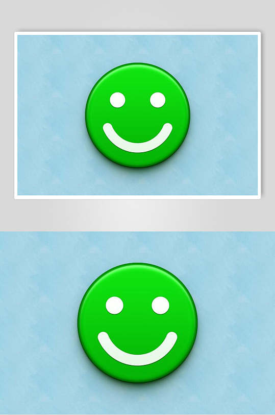 圆形蓝绿笑脸时尚APP写实图标素材