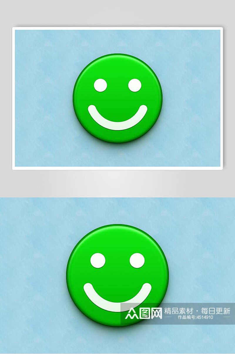 圆形蓝绿笑脸时尚APP写实图标素材素材
