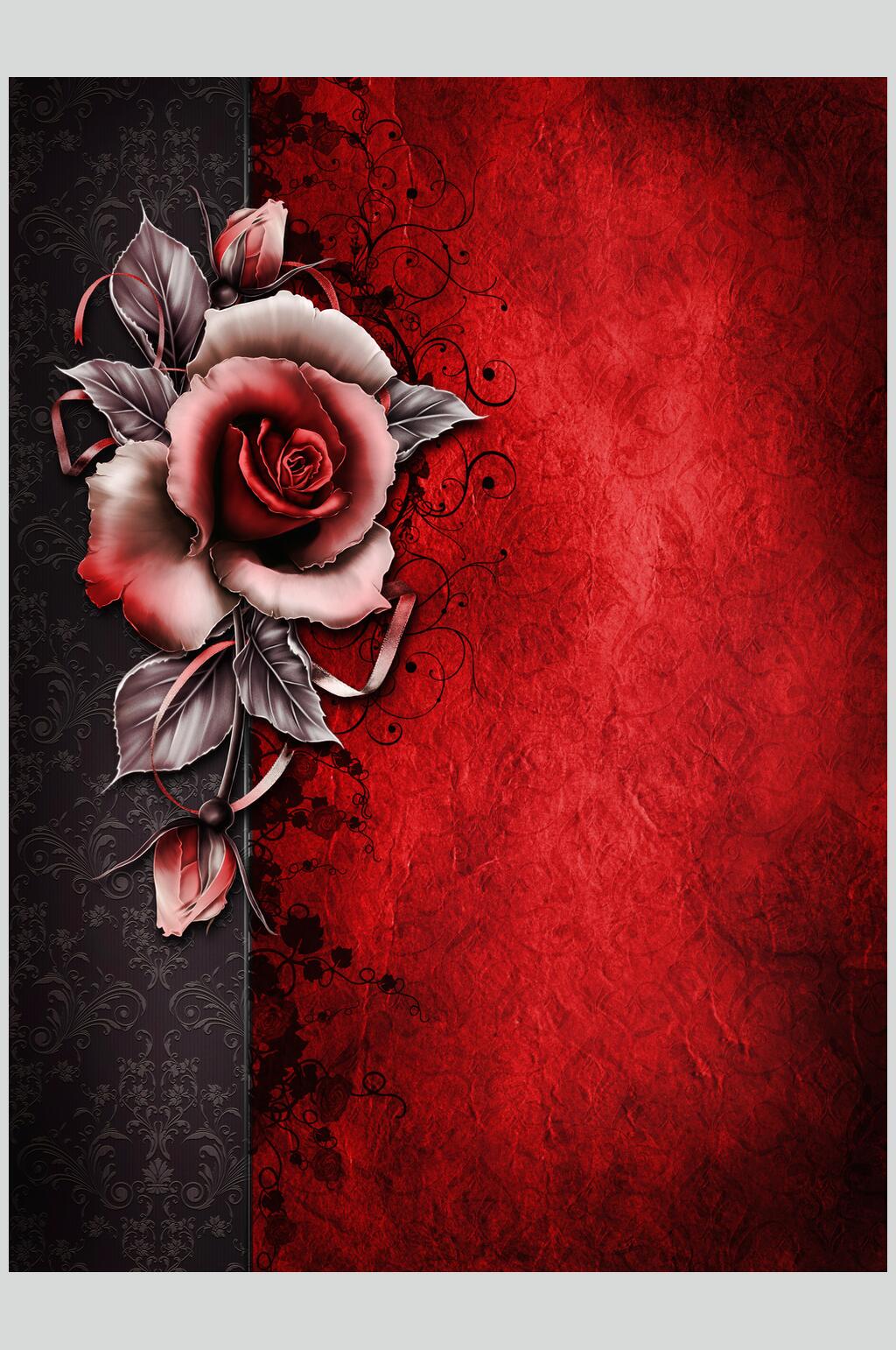 红色血色玫瑰哥特风图片