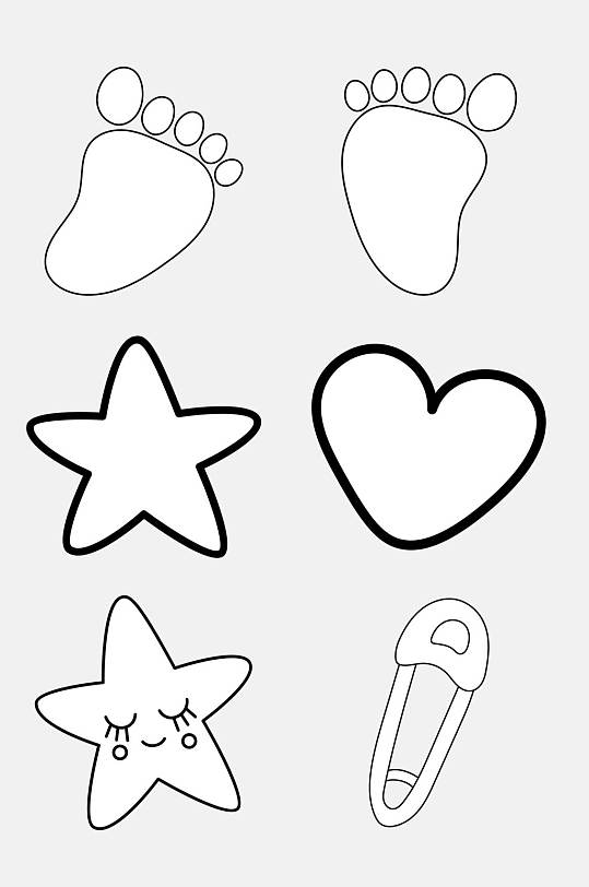 星星别针黑色卡通简笔画免抠素材