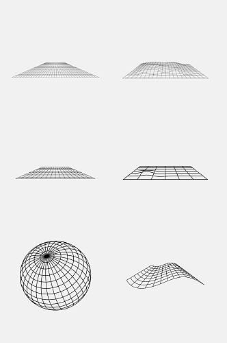 球形阴影灰色线条网络免抠素材
