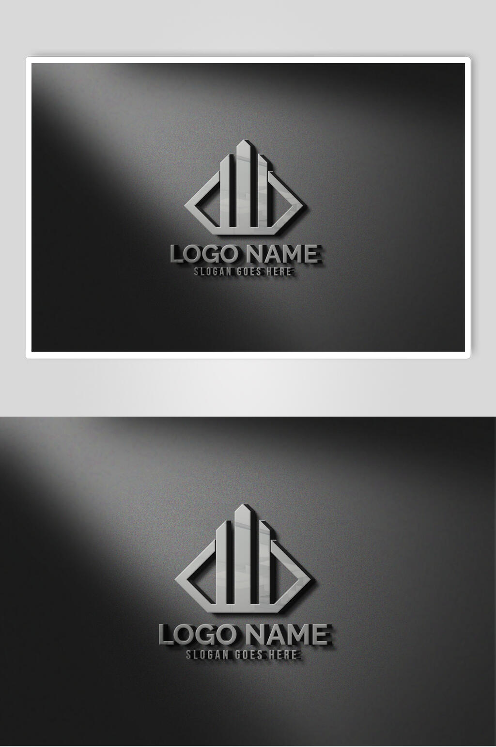 条纹英文字母黑LOGO标志样机素材
