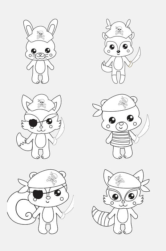 狐狸可爱卡通简笔画动物免抠素材