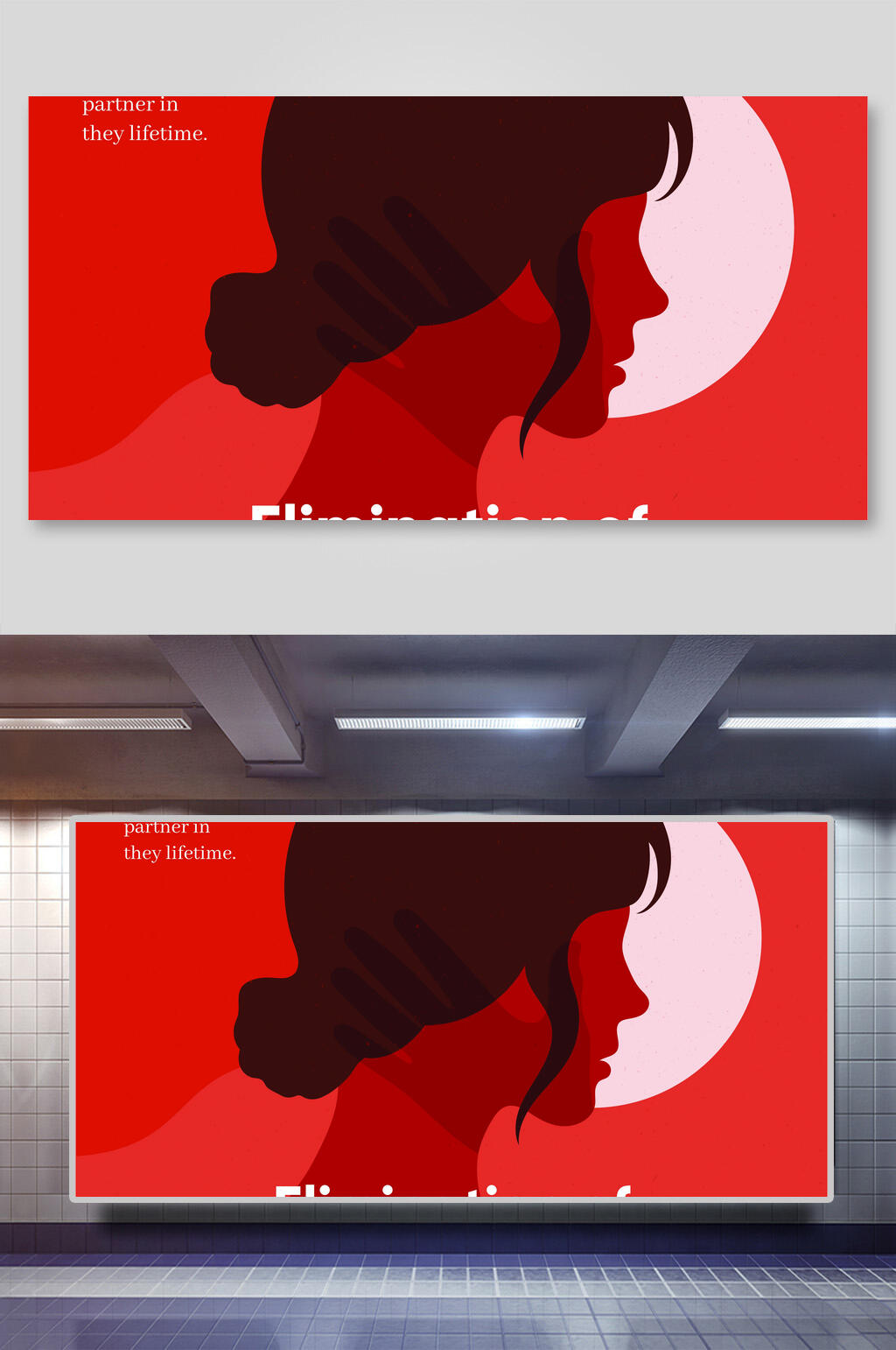 侧面红色手绘女性艾滋病矢量插画素材