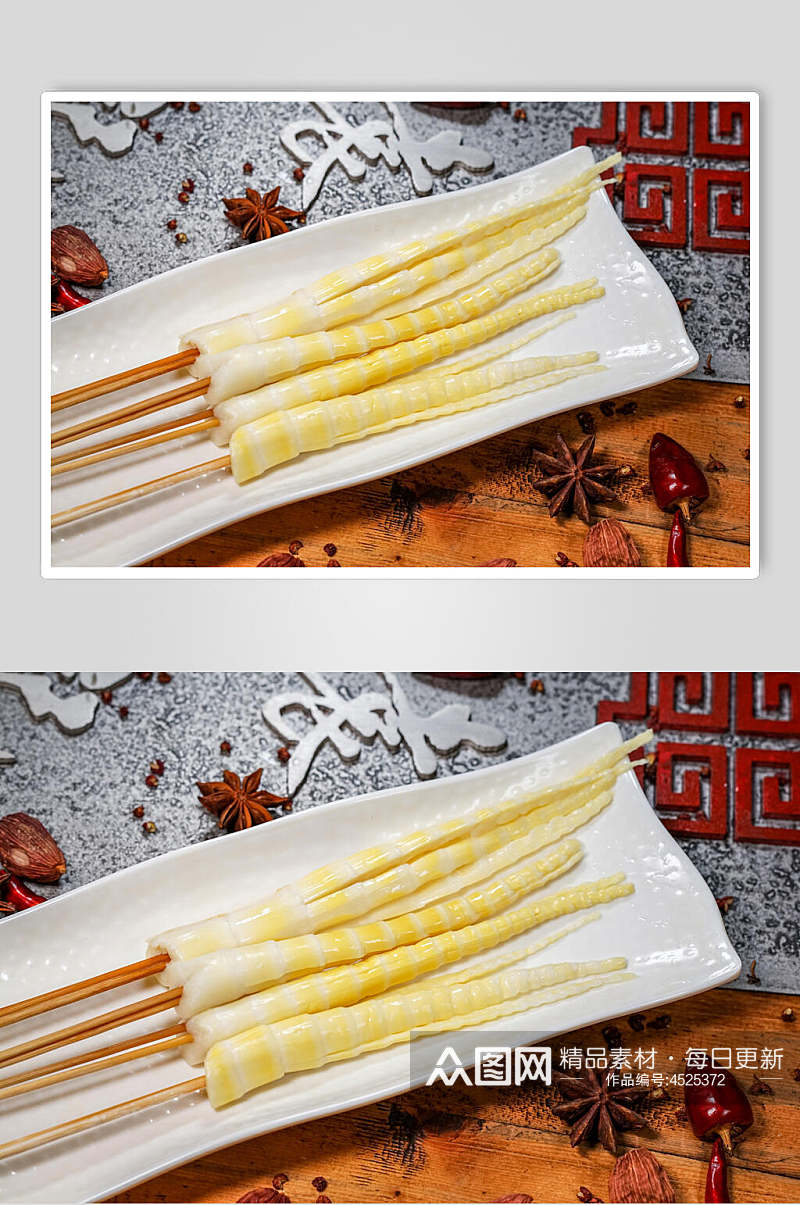 竹笋美味串串烧烤图片素材