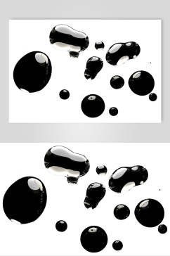 黑色简约手绘时尚水滴透明气泡素材