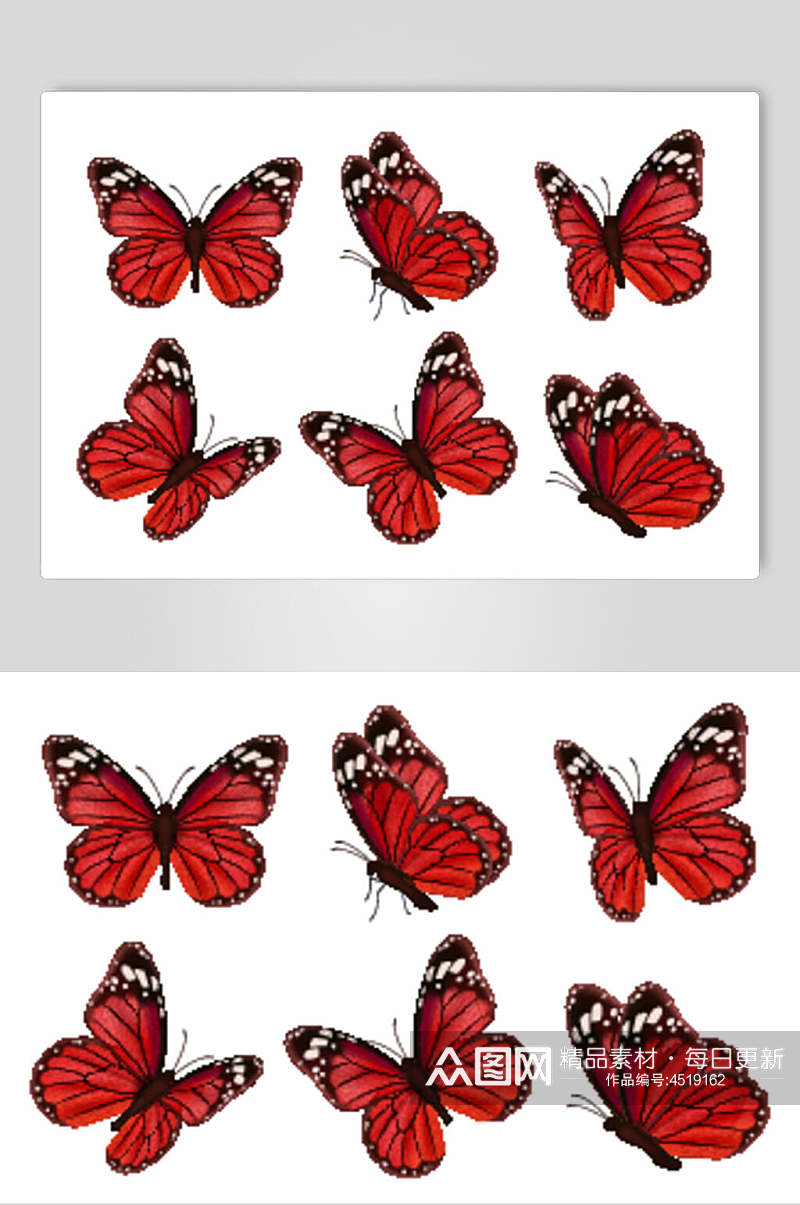 黑红唯美简约清新美丽蝴蝶矢量素材素材