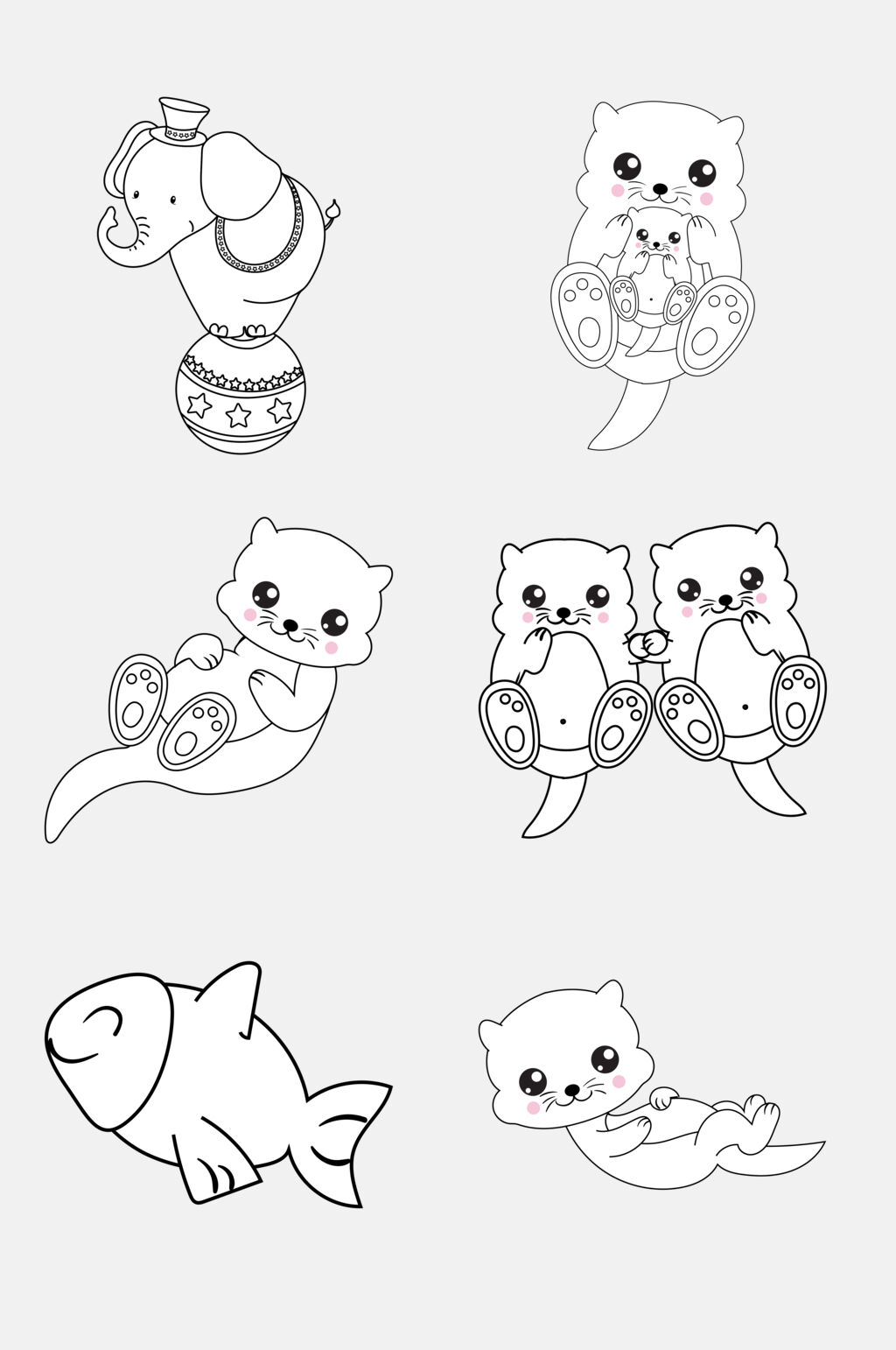 大象卡通简笔画动物免抠素材素材
