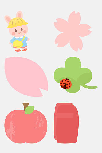苹果日式卡通儿童图案免抠素材
