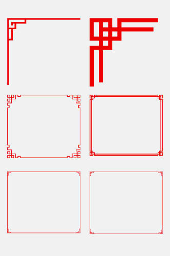 时尚线条红色中式古风边框装饰元素