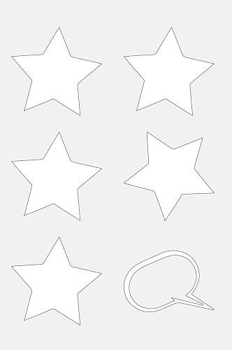星星黑白色卡通简笔画图形免抠素材