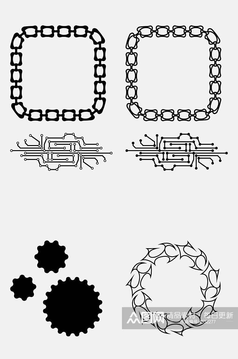 齿轮状黑艺术装饰图案免抠素材素材