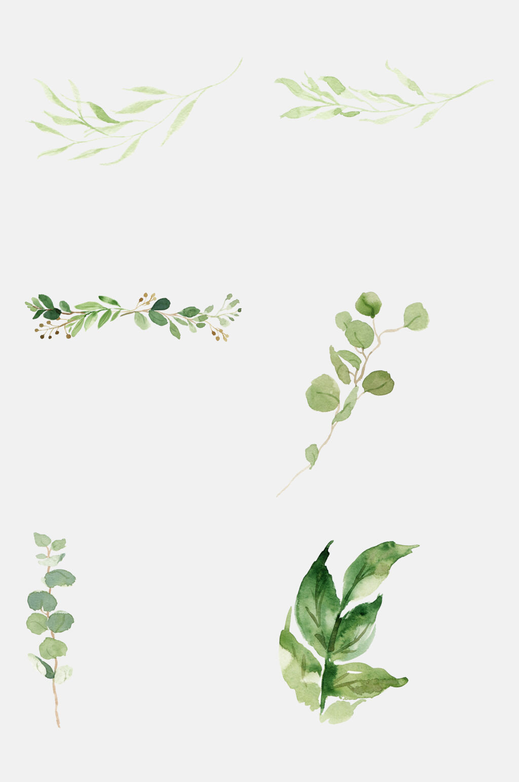 手绘森系水彩绿植免抠素材素材