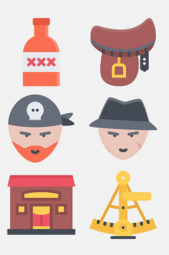 房子帽子卡通海盗航海图标免抠素材