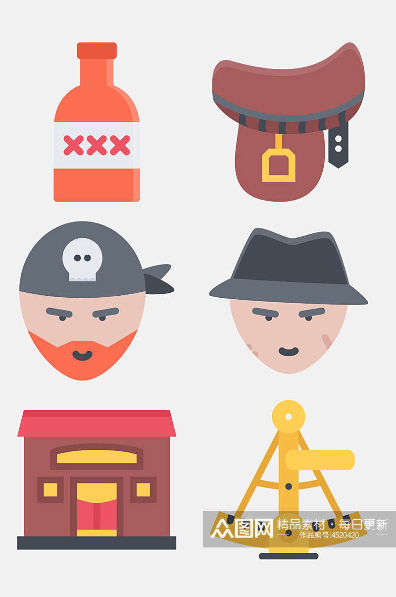 房子帽子卡通海盗航海图标免抠素材素材